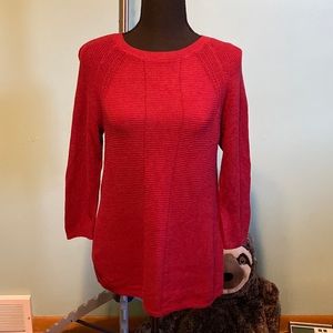 NWOT Christopher Banks Small Burgundy Red Sweater 3/4 Sleeves